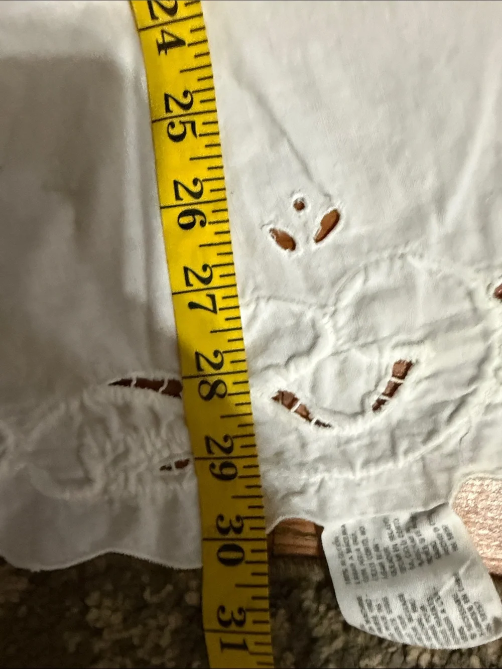 Vintage White Round Embroidered Linen Table Cover